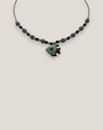 Collar medi pez verde azul amarillo esponja coral azul claro lava verde oscuro y cristales facetados verde claro