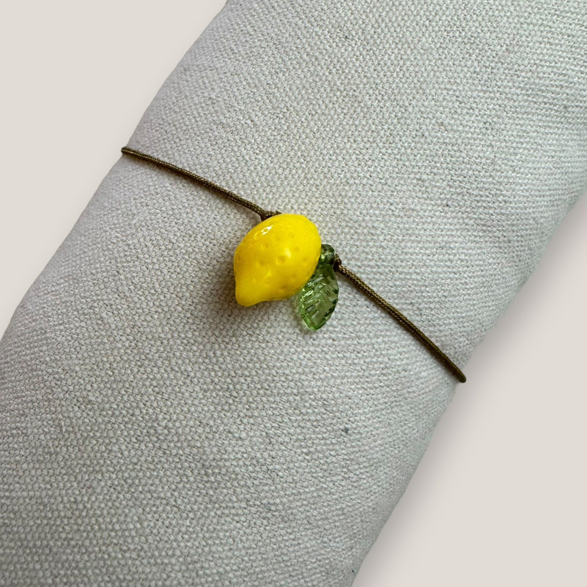 Lemon and leaf resin bracelet