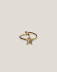 Großer Sternring mit Zirkonia, Edelstahl, Gold