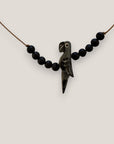Collar midi loro madera marrón gris esponja coral gris oscuro