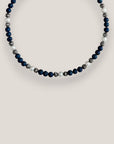 Collar Dafne perlas 6mm lava azul añil filigranas gunmetal con cristalitos