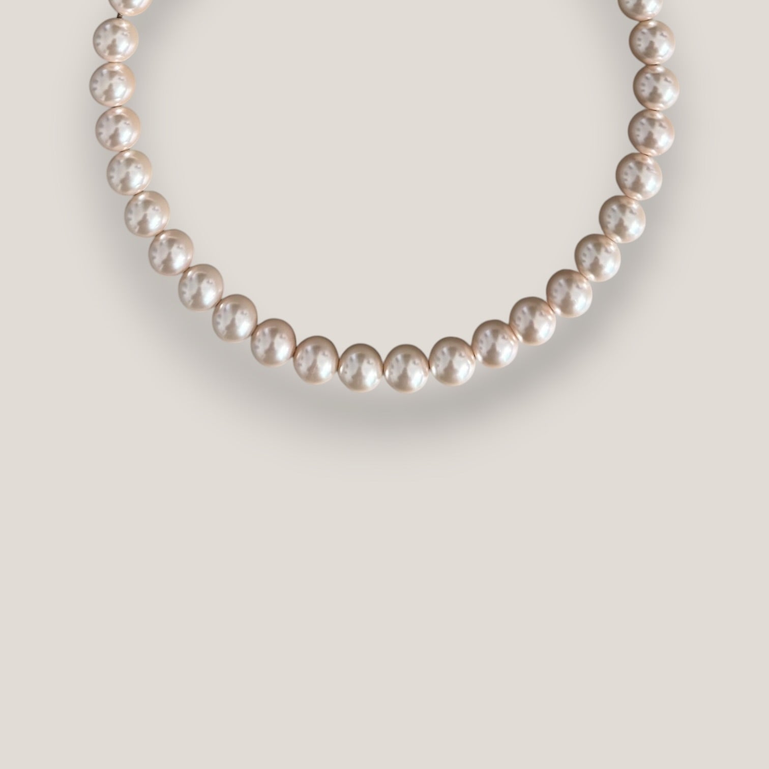 Collar base 10mm perlas de cristal nacarado rosado
