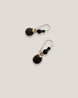Hakenohrringe Stahl Gold goldene Muscheln schwarzer Emaille schwarze Lavasteine goldene Trennperlen schwarze Kristallperlen