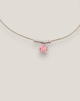 Collar midi pez pequeño esmalte rosa rayas fucsia perlitas de cristal nacarado rosas
