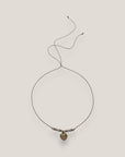 Collar midi corazón plateado escamas de sirena blancas tornasoladas separadores cristalitos blancos