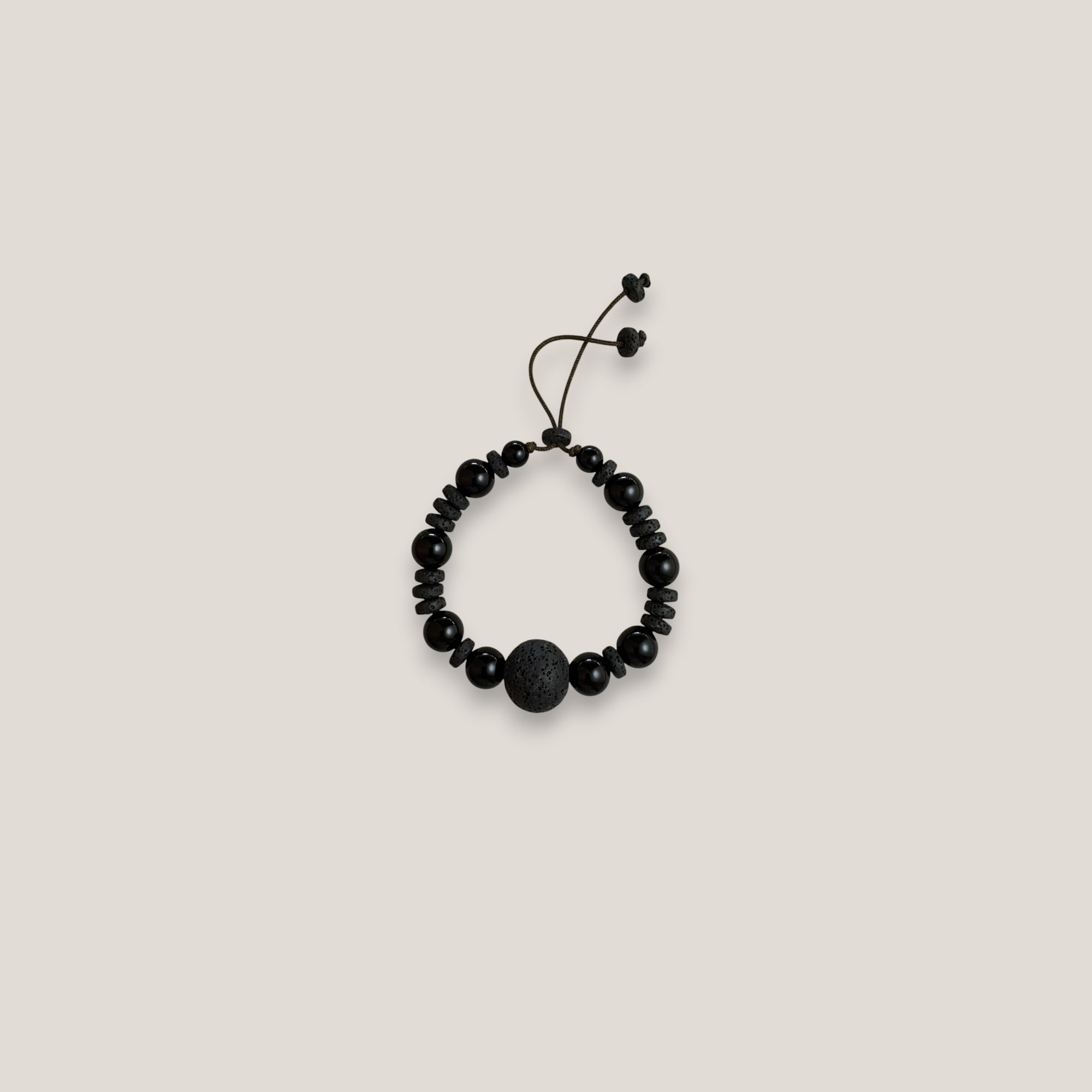 Pulsera ónix gran cuenta esponja coral negra 20mm