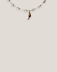 Collar isla Fuerteventura acero oro cadena bolitas cilindros nácar blanco