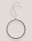 Collar mini base 4mm lava marrón bronce, rondeles bronce con cristalitos blancos