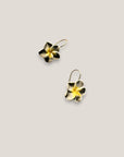 Pendientes gancho acero oro flor Plumeria gris claro amarilla