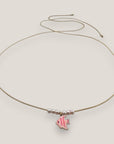 Collar midi pez pequeño esmalte rosa rayas fucsia perlitas de cristal nacarado rosas