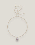 Collar minimal perla natural medalla redonda plana blanca 17-16mm cordón nailon dorado