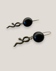 Pendientes gancho y serpiente bronce con madera ébano