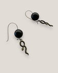 Pendientes gancho y serpiente bronce con madera ébano