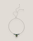 Collar midi corazón plateado escamas de sirena turquesa tornasoladas lava azul turquesa separadores cristalitos turquesas