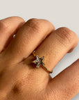Großer Sternring mit Zirkonia, Edelstahl, Gold
