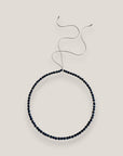 Collar Dafne 4mm lava azul añil rondeles gunmetal con cristalitos