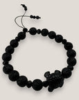 Pulsera tortuga resina negra lava negra cristales facetados negros