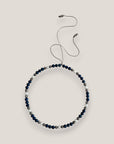 Collar Dafne perlas 6mm lava azul añil filigranas gunmetal con cristalitos