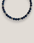 Collar Dafne 10mm lava azul añil filigranas gunmetal con cristalitos