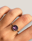 Silberring mit lila Amethyst-Stein aus Stahl