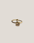 Ring mit großem, runden Zirkonia, goldfarbener Edelstahl