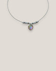 Collar midi corazón plateado escamas de sirena blancas tornasoladas separadores cristalitos blancos