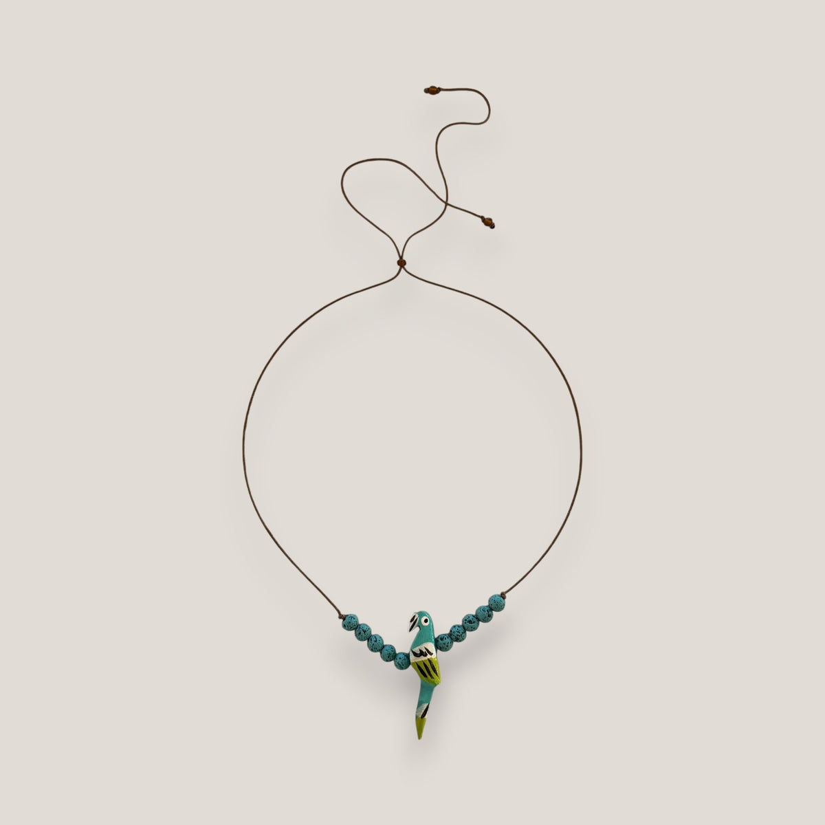 Collar midi loro madera verde turquesa lava verde agua