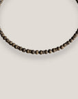 Collar mini base 4mm lava marrón bronce, rondeles bronce con cristalitos blancos