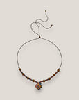 Collar medi pez rosa azul amarillo esponja coral naranja oscuro lava rosa y cristales facetados azul claro