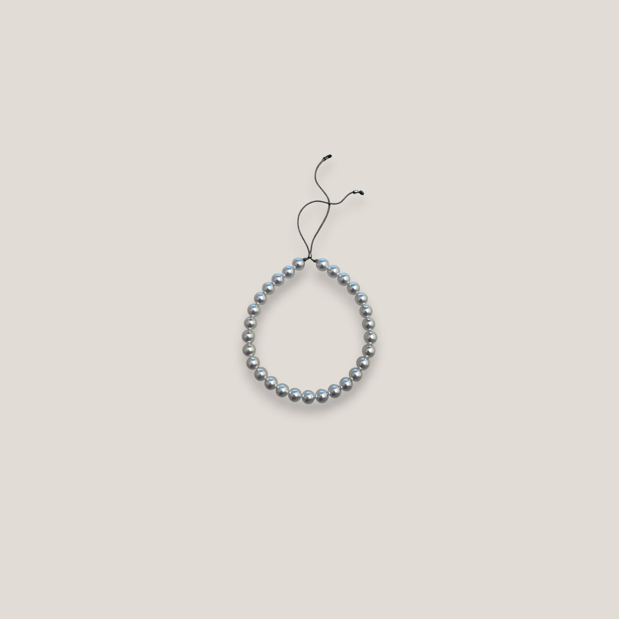 Pulsera base 6mm perlas de cristal nacarado blanco