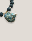 Collar gran caracola turbante verde turquesa esponja coral verde seco