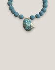 Collar gran caracola turbante azul turquesa esponja coral azul turquesa