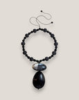 Collar medallón cuerno ónix esponja coral negra 20mm