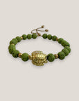 Pulsera con gran tortuga dorada lava verde claro