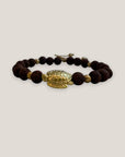 Pulsera con gran tortuga dorada lava granate