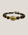 Pulsera con gran tortuga dorada lava marrón claro
