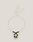 Collar midi flor gran Plumeria gris negro amarilla lava negra