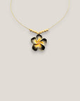 Collar midi flor gran Plumeria gris oscuro amarilla howlitas naturales