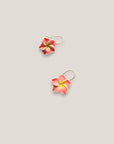Pendientes gancho acero oro flor Plumeria rosa amarilla