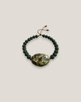 Pulsera doble avalón en verdes esponja coral verde caqui