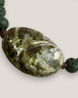 Pulsera doble avalón en verdes esponja coral verde caqui
