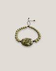 Pulsera doble avalón en verdes esponja coral verde olivina