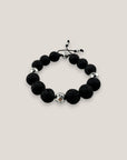 Pulsera base 14mm lava negra hematitas facetadas plata