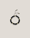 Pulsera base 10mm lava negra hematitas facetadas oro