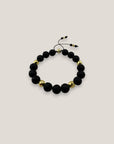 Pulsera base 10mm lava negra hematitas facetadas oro