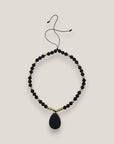 Collar lágrima cuentas de lava negra hematita facetada oro