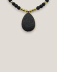 Collar lágrima cuentas de lava negra hematita facetada oro