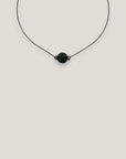Collar minimal bola de lava negra 12mm separadores gunmetal cristalitos brillantes