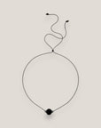 Collar minimal bola de lava negra 12mm separadores gunmetal cristalitos brillantes