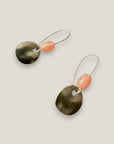 Pendientes gancho rosa claro turquesa medalla plata vieja